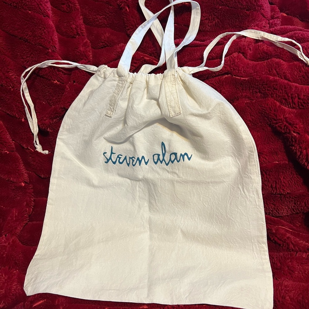 Steven Alan Fabric Drawstring Tote Reusable Bag Cotton Beige